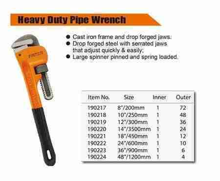 Picture of 190217 Finder Heavy duty pipe wrench(8")/1*72