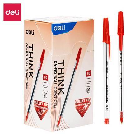 Picture of EQ4-RD 50P Ballpoint Pen Clear Barrel 1mm/1*36