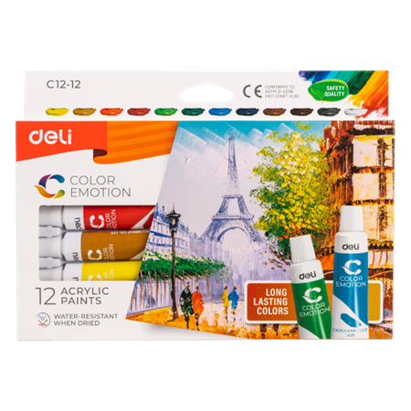 Picture of EC12-12 Acrylic Colors 12 colors 12ml Tube/1*48